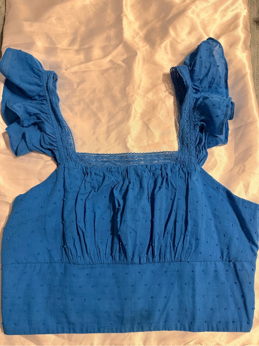 Francesca's Collections Royal Blue Ruffled Strap Crop Top